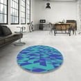 thumbnail image 4 of Ahgly Company Machine Washable Indoor Square Transitional Bright Turquoise Blue Area Rugs, 5' Square, 4 of 7