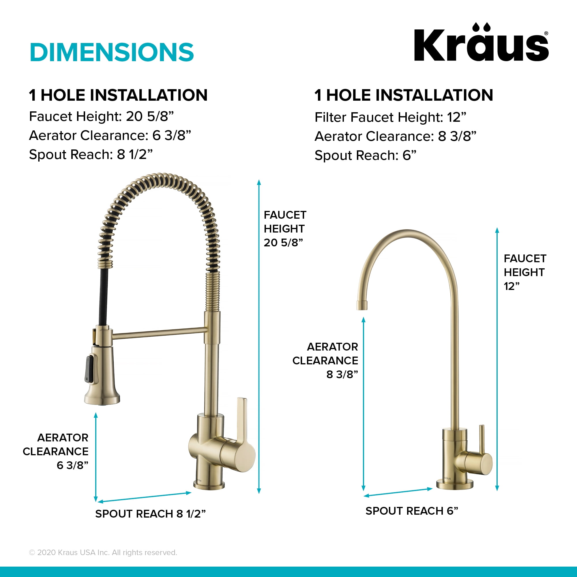 KRAUS Britt Commercial Style Kitchen Faucet and Purita Water Filter Faucet Combo in Brushed Gold