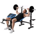 thumbnail image 1 of Soozier Adjustable Weight Bench with Leg Extension, Home Gym Bench, Blue, 1 of 10