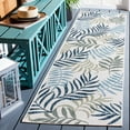 thumbnail image 2 of Safavieh Courtyard Garrett Botanical Indoor/Outdoor Runner Rug, Beige/Green Blue, 2' x 10', 2 of 9