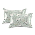 thumbnail image 2 of Haosy Satin Pillowcase for Hair and Skin Standard Cooling Silk Pillow Case with Envelope Closure White Horses and Flower 20"x40", 2 of 9