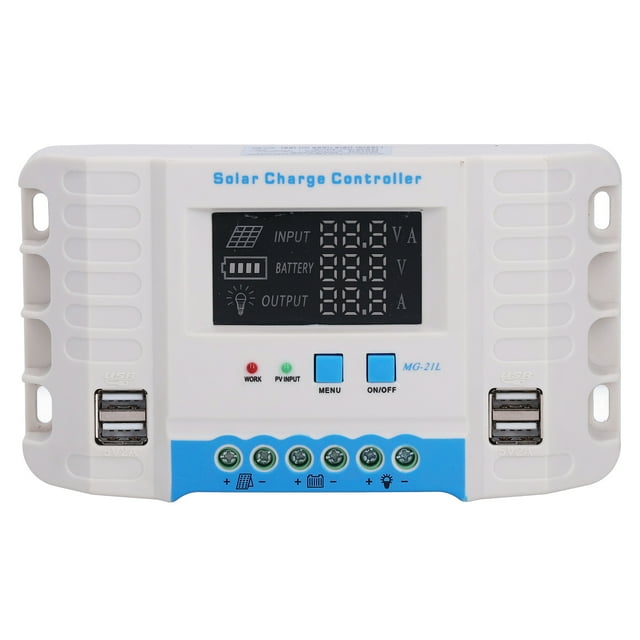 Panel controlador de carga solar PWM 10A para uso doméstico, carcasa de ABS, pantalla LCD, MG2430Z, 12 V/24 V