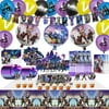 188pcs Fortnite Birthday Party Supplies for 10 Guests, Decorations Included 9' 7' Tableware, Tablecloth, Napkin, Banner, Cake Topper, Cupcake Toppers, Latex Foil Balloons, Party Decor for Boys and gir