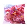 Cuadros Decorativos Kits de funda de almohada de punto de cruz DIY con estampado de sirena rosa de 11 quilates, funda de cojín Likrtyny embutido en tela