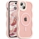 thumbnail image 1 of Funda magnética para iPhone 14 Plus/15 Plus, compatible con MagSafe, diseño de marco ondulado transparente, borde suave, bonita funda protectora transparente mate a prueba de golpes, 1 of 7