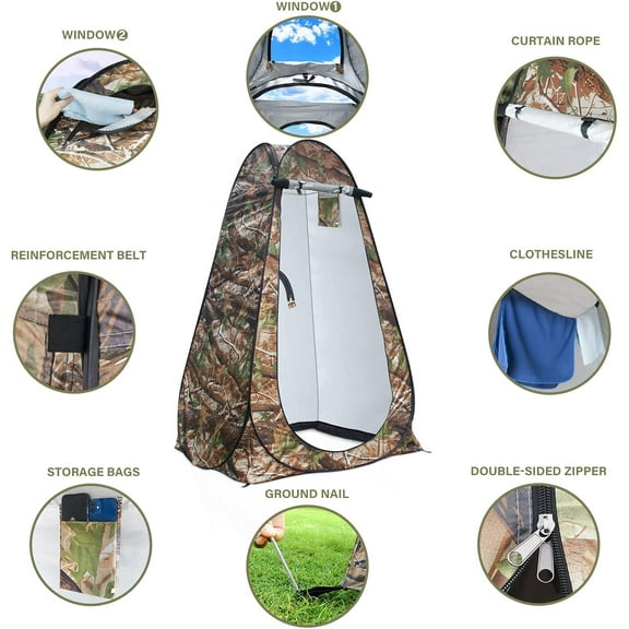 Anngrowy Pop Up Privacy Shower Tent - Portable Outdoor Camping Bathroom Toilet Changing Dressing Room - UPF40  Waterproof