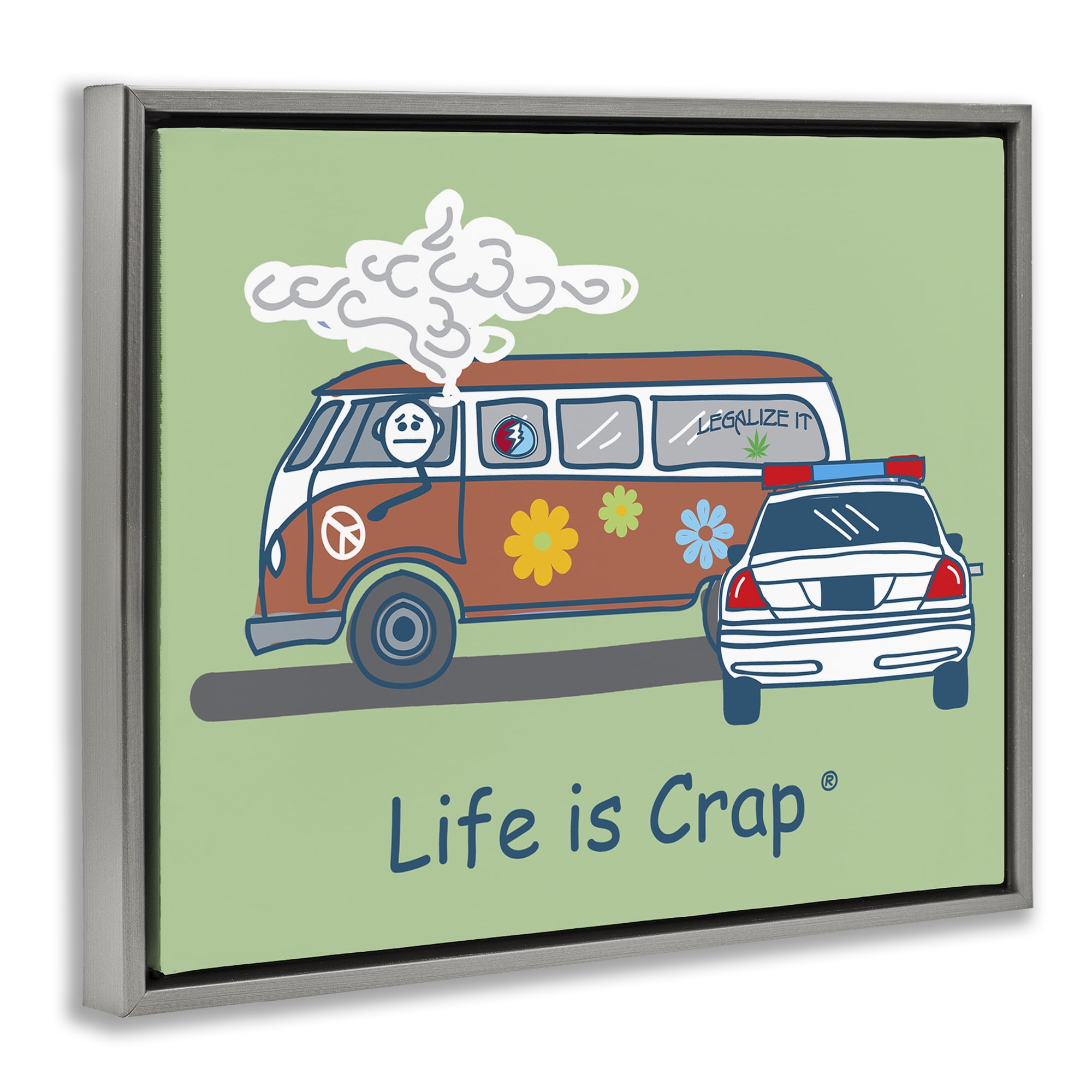 Stupell Industries Caught Van Smoking Novelty & Humor Painting Gray Floater Framed Canvas Art Print Wall Art, 21 x 17