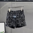 thumbnail image 5 of Women's Sequin Bermuda Shorts 2026 Summer Embroidered Print Slim Fit Hot Pants with Pockets Trendy Casual Stretch Workout Beach Shorts, 5 of 5