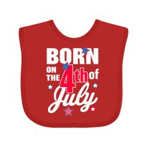 Inktastic Born on the 4th of July Boys or Girls Baby Bib