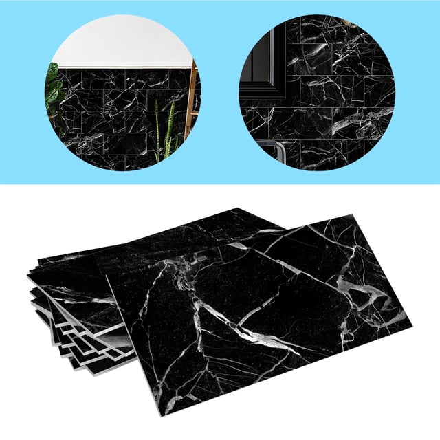 16 piezas papel tapiz de espuma perfecl decoración de pared adhesiva mármol negro