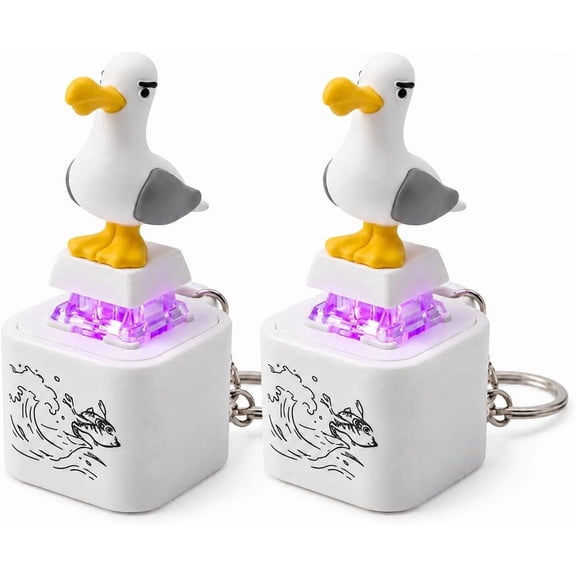 Wrongduck Seagull Sound Button Keychain 2026 Rechargeable Fidget Clicker Toy with LED Light Funny Interactive Desk Gadget Portable Novelty Gift