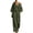Green, variant on Women's Linen 2 Piece Outfit Oversized Button Down Shirts High Waist Pleated Wide Leg Pants Matching Tracksuit Set office Casual Outfits Wine