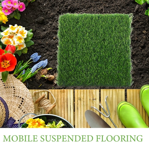 Zehuanyu Interlocking Artificial Grass Tiles for Patio, Synthetic Turf Mats for Outdoor Backyard Decoration, Realistic Fake Lawn