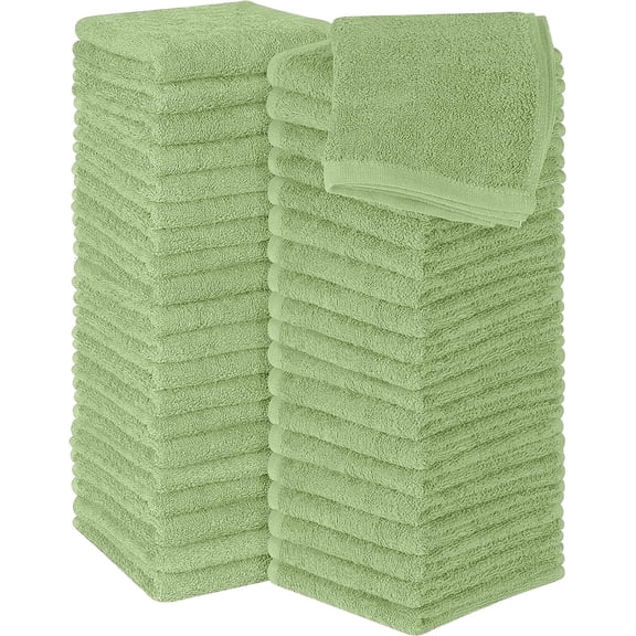 Utopia Towels 60 Pack Cotton Washcloths Set, 100% Ring Spun Cotton, Premium Flannel Face Cloths, Highly Absorbent and Soft Feel Fingertip Towels, Sage Green