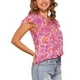 thumbnail image 4 of INSPIRAR CHIC Blusas de verano con cuello en V con volantes y mangas cortas para mujeres XS Rosa intenso, 4 of 6