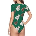 thumbnail image 3 of Uemuo Gingerbread Snowman Cookies Pattern Women's One Piece Short Sleeve Swimsuit Rash Guard Surfing Modest Quick-drying Swimsuit Beach Essentials-Large, 3 of 9