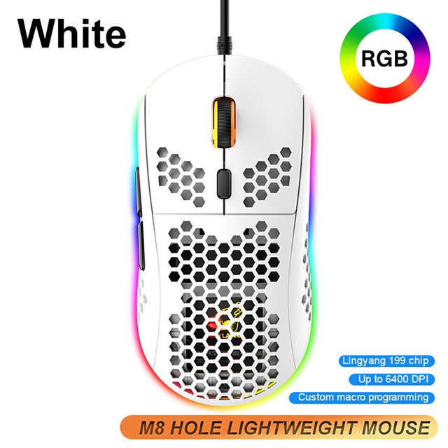 Worallymy Game Mouse USB con cable RGB Light Gaming Mouse DPI Accesorio de computadora portátil ajustable, blanco Worallymy JD735799947