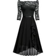 thumbnail image 6 of OSOLU Solid Color Women Elegant Neck Floral Lace Formal Wedding Dress Boho Sundress Dresses For Women 2025 Elegant Classy, 6 of 7