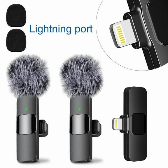 2 Pieces Wireless Bluetooth Lavalier Microphone, Mini Clip-on Lapel Mic Compatible with iPhone iPad Android for Video Recording, TikTok, Podcast, Interview
