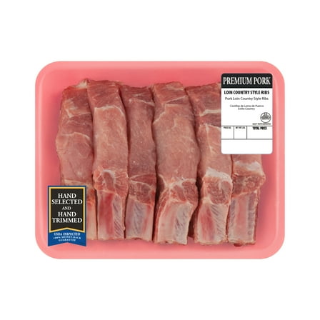 Pork Loin Country Style Ribs, Bone-In, 2.3 - 3.8 lb, Tray
