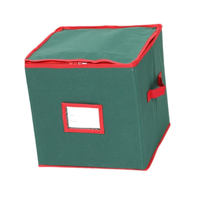 bedienty Christmas Tree Ball Container Bin Two Ornament Storage Box green Christmas Zipper green 33x33x34cm