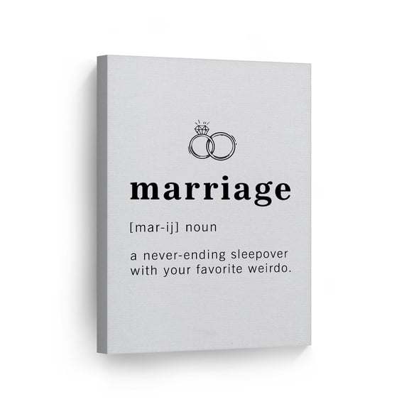 Smile Art Design Funny Noun Dictionary Definition of Marriage Canvas Print Inspirational Quote Sign Office Living Room Bedroom Bathroom Wall Decor Wall Art Home Decor Ready to Hang Made in USA 12x8