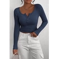 thumbnail image 3 of Camiseta PRETTYGARDEN 2025 Otoño Manga Larga Henley Azul Oscuro M, 3 of 9