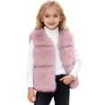 thumbnail image 2 of Letdown Girls Vest Fluffy Furry Jacket Kids Warm Padded Winter Shaggy Outwear Soft Pile for Cold (Pink,6-7 Years), 2 of 5