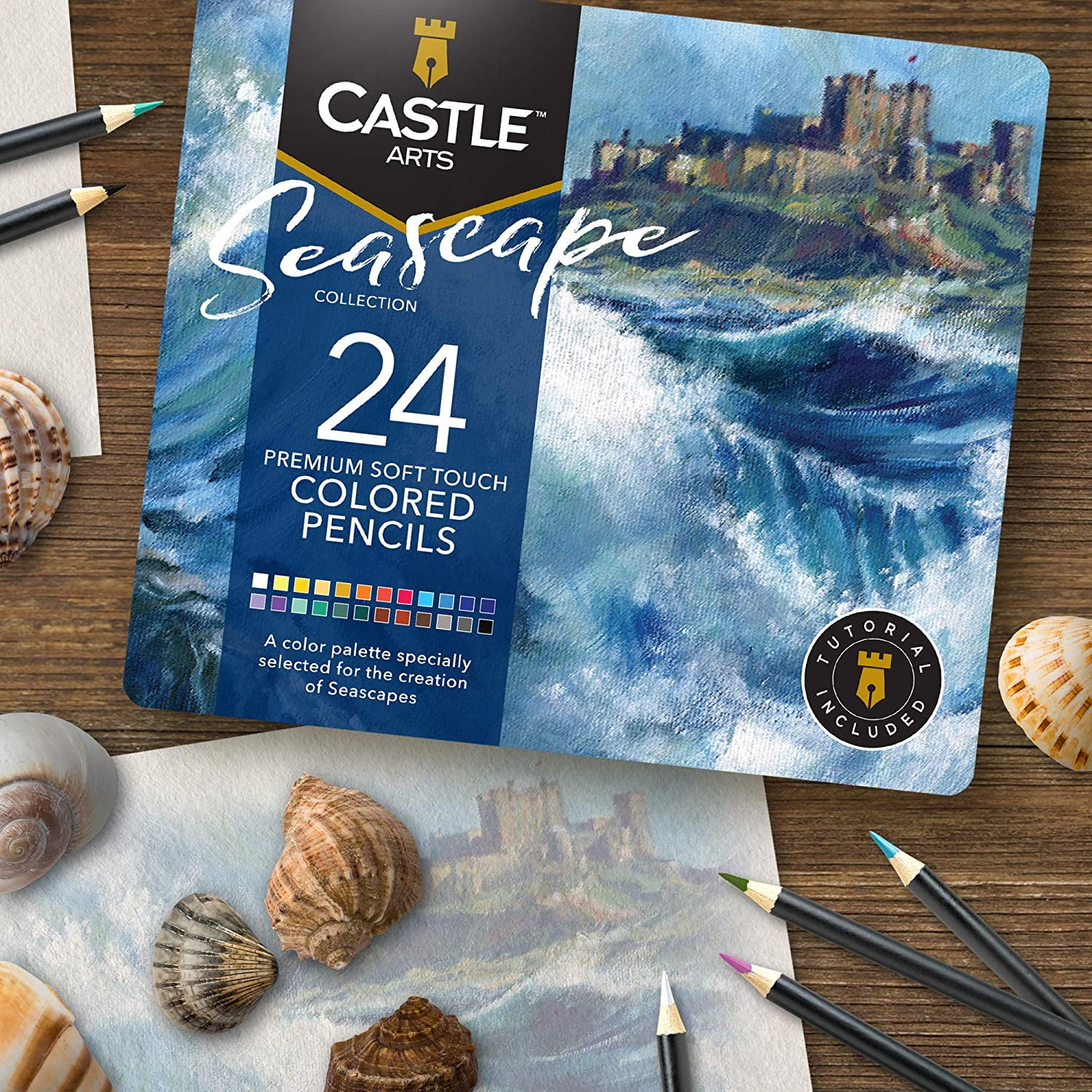 Lacy Sunshine's Enchanted Cove Coloring Book Castle Art Supplies colored  pencils, Posca pen, Mungyo soft pastell