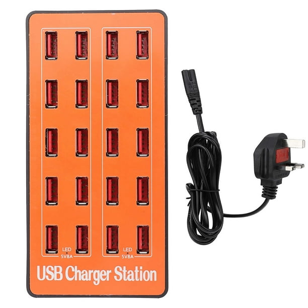 Concentrador USB de carga rápida Sincero 20 puertos 18 A/5 V enchufe del Reino Unido