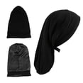 thumbnail image 2 of Gorros para dormir con forro de satén para trenzas, negros, rastas, cabello rizado natural, ajustables, 2 of 4