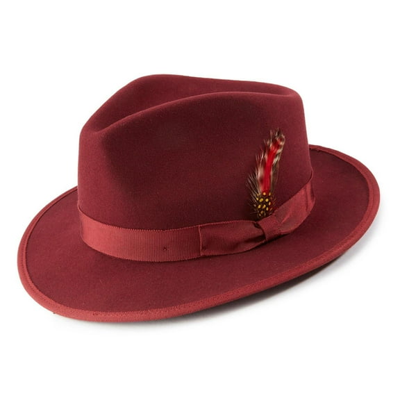 Montique Burgundy Color Varifelt 2 1/3" Inch Wide Brim Wool Felt Hat H-72