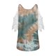 thumbnail image 5 of Elegante mujer casual cremallera cuello impresión blusa encaje manga corta camiseta verano Tops OAVQHLG3B Store  lin121212, 5 of 5