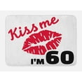 thumbnail image 1 of 60th Birthday Bath Mat, Hot and Sexy Party Theme with Lipstick Mark Kiss Me I am 60 Quote Image, Non-Slip Plush Mat Bathroom Kitchen Laundry Room Decor, 29.5 X 17.5 Inches, Red and Black, Ambesonne, 1 of 2