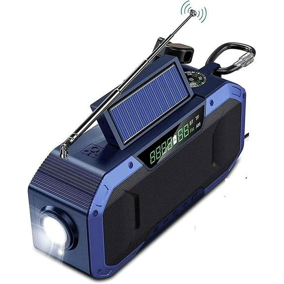 RKXQT Weather Radio 5000mAh Hand Crank Dynamo Emergency Radio with AM/FM/NOAA LED Flashlight Motion Sensor