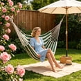 thumbnail image 6 of YingYouFu Hanging Hammock Chair with Rope, Macrame Cotton Swing Seat for Outdoor Patio Deck Porch, Indoor Bedroom Balcony Relaxing Swing Chair, 6 of 6