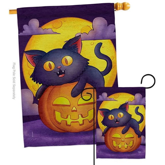 Ornament Collection S190170-BO Halloween Kitty Falltime 28 x 40 in. Double-Sided Decorative Vertical House Flags Set for Decoration Banner Garden Yard Gift