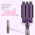 thumbnail image 5 of BreaDeep 3 Barrel Hair Curling Iron Wand,Ceramic Tourmaline Triple Barrels, Dual Voltage Hair Crimper Temperature Adjustable 25mm Hair Crimper,Hair Waving Styling Tools for Women & Girls (Purple), 5 of 7