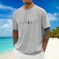 thumbnail image 2 of Cotton T Shirts for Men 3x 1/4 Short Sleeve Big and Tall Athleisure Short Sleeve Shirts Slim Fit Gradient Round Neck Casual Summer Beach Basic Activewear, 2 of 5