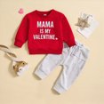 thumbnail image 2 of HCNTES Baby Boy Winter Clothes Toddler Kids Baby Boy Fall Outfits Valentine's Day Letter Print Long Sleeve Tops Pants Winter Clothes Sets Kids Valentine's Day Top Bottoms Pants Set Outfits, 2 of 8