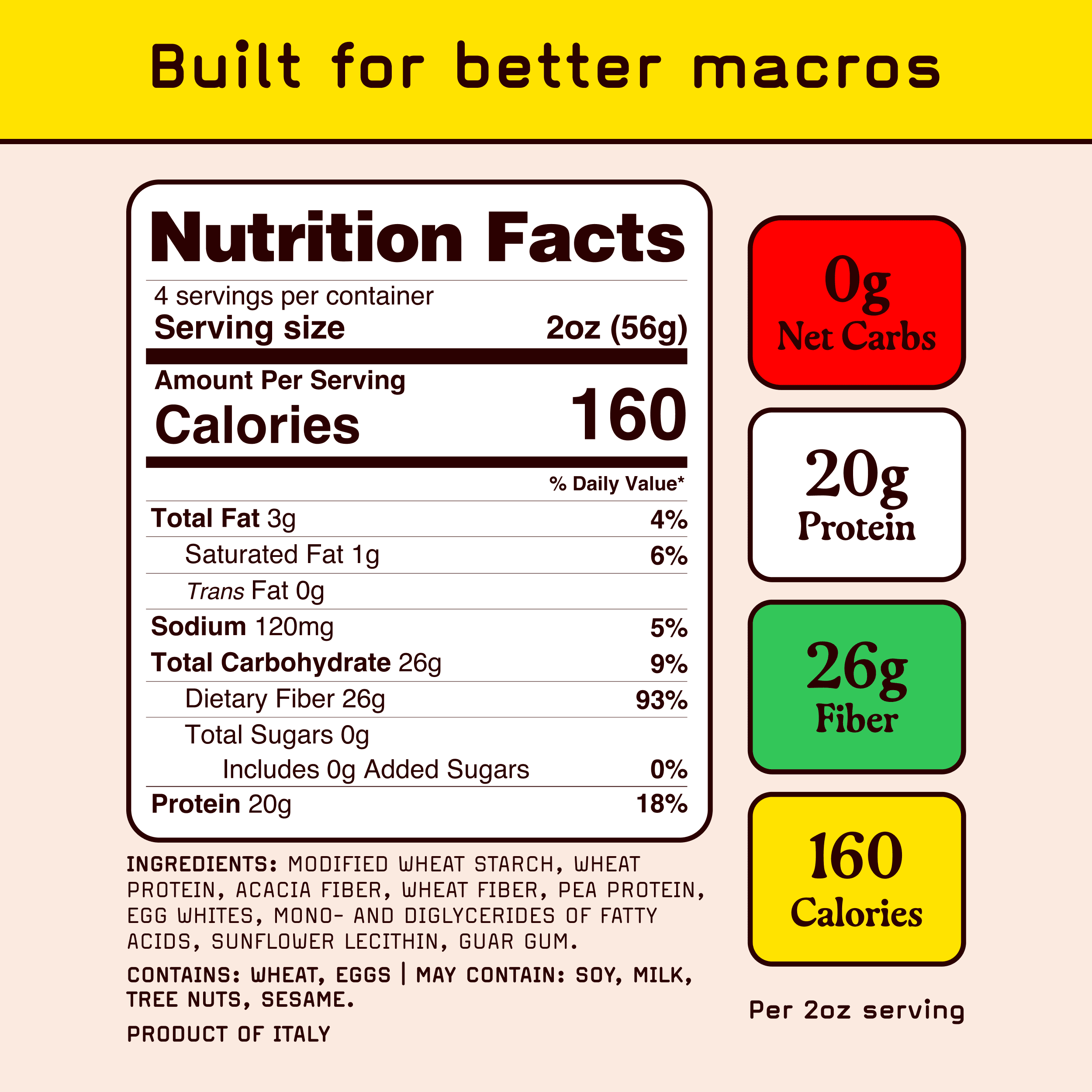 Pete's Pasta Spaghetti - No Carb, 20g High Protein - Authentic Italian Keto Wheat Pasta - 3 Pack, 8oz.