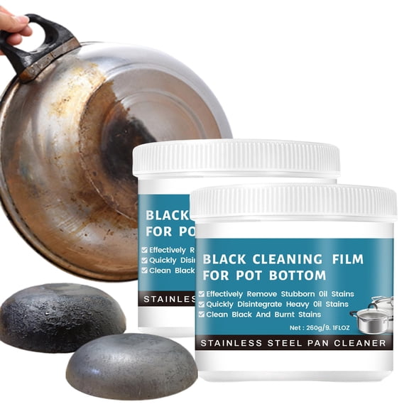 Powerful Burnt Residue Remover Paste For Cookware, 9.17OZ Pot Cleaner For Bottom Of Pans, Removes Stubborn Stains, For Stainless Steel & Non-Stick Pans (2 PCS)