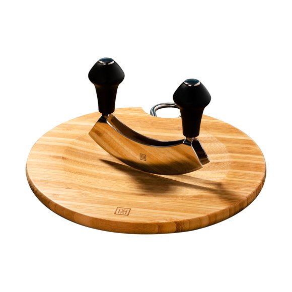 Mezzaluna Chopper (14cm) With Bamboo Board (24cm)
