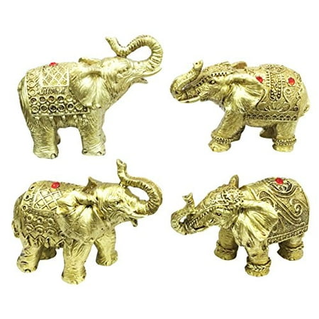 - Golden Wildlife Noble Safari Trumpeting Elephants Pachyderm Family Figurine Collectible Set For Wildlife Elephant Lovers Buddhism Faith Asian Decor
