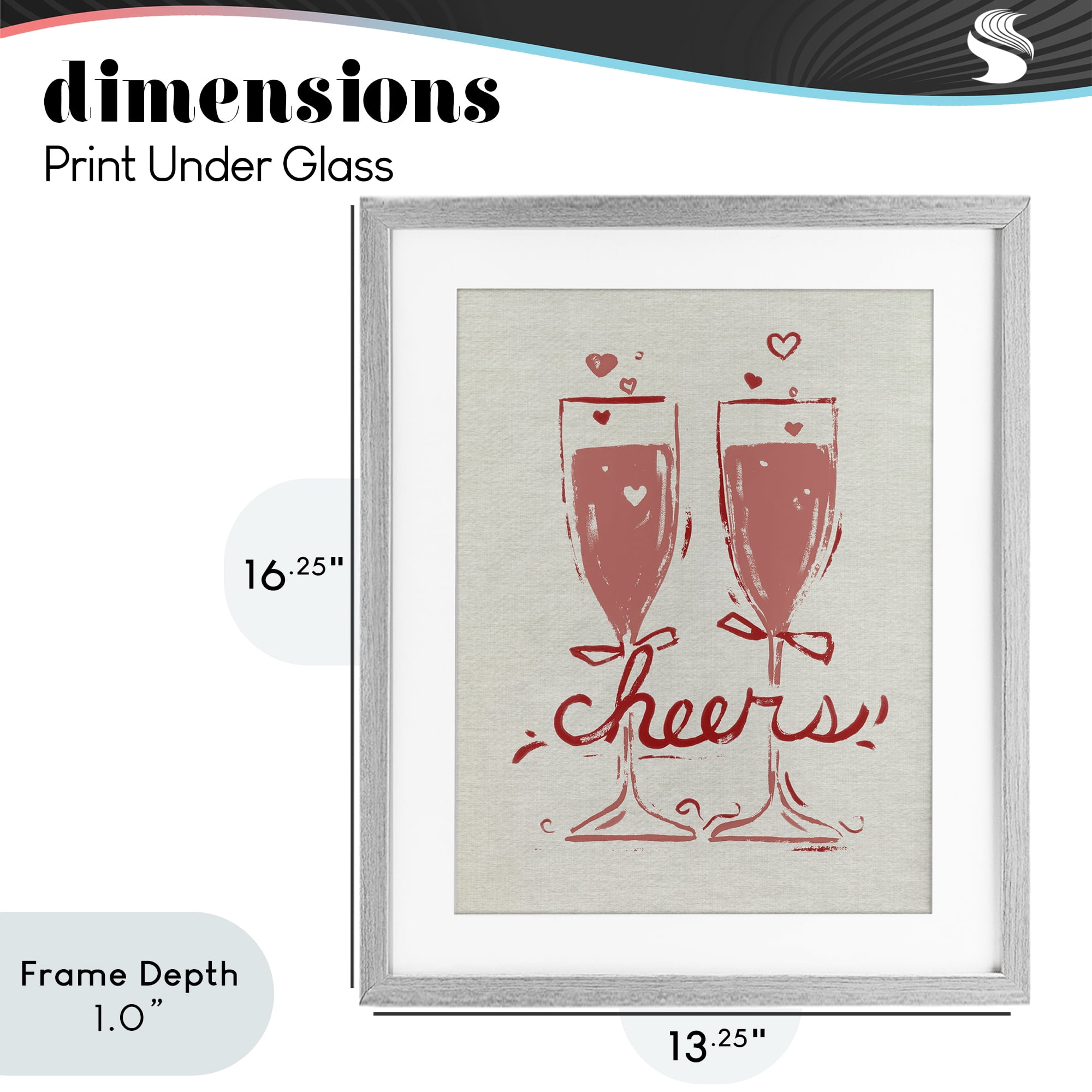 Stupell Industries Romantic Cheers To Love Gray Framed Print Under Glass, design by June Erica Vess