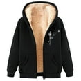 thumbnail image 4 of Bibifish Womens Fleece-Lined Full Zip Hoodies With Butterfly Print Hoodies With Side Pockets Relaxed Fit Casual Spring Daily Warm Wear Pullover Tops, 4 of 5
