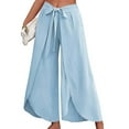 thumbnail image 2 of WTXUE Yoga Pants, Wide Leg Pants Women High Waisted Hippie Pants Boho Beach Plus Size Palazzo Pants, Sweatpants Womens Trousers Bell Bottoms, Light Blue, 2 of 6