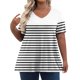 thumbnail image 1 of Camiseta de Manga Corta de Cuello en V Sólido Casual, Camisetas de Manga Corta para las Mujeres, 1 of 7