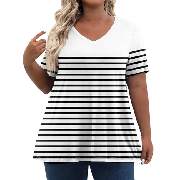 Camiseta de Manga Corta de Cuello en V Sólido Casual, Camisetas de Manga Corta para las Mujeres
