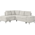 thumbnail image 6 of 88.2" Convertible Sleeper Sofa Bed with Storage Ottoman, L-Shaped Sectional Sofa with Cup Holder & Charging Stations, Pull Out Sofa Couch with Chaise for Living Room, Beige, 6 of 9